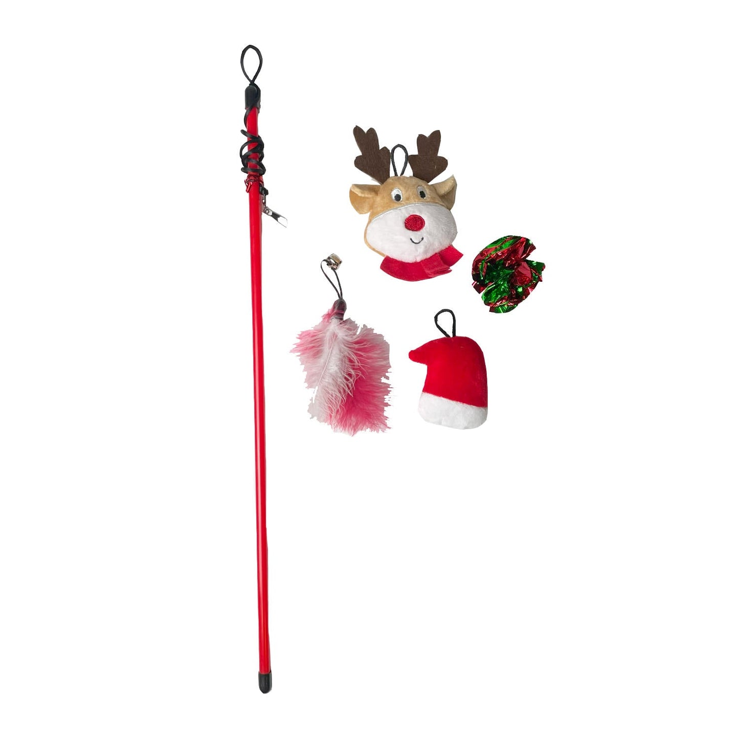 Happy Pet Christmas Reindeer Cat Toy Teaser 4 Piece Set