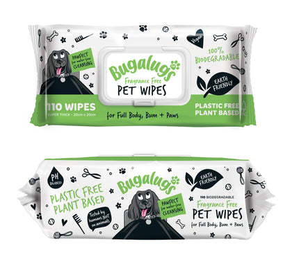 Bugalugs Fragrance Free Biodegradable Pet Wipes - Large