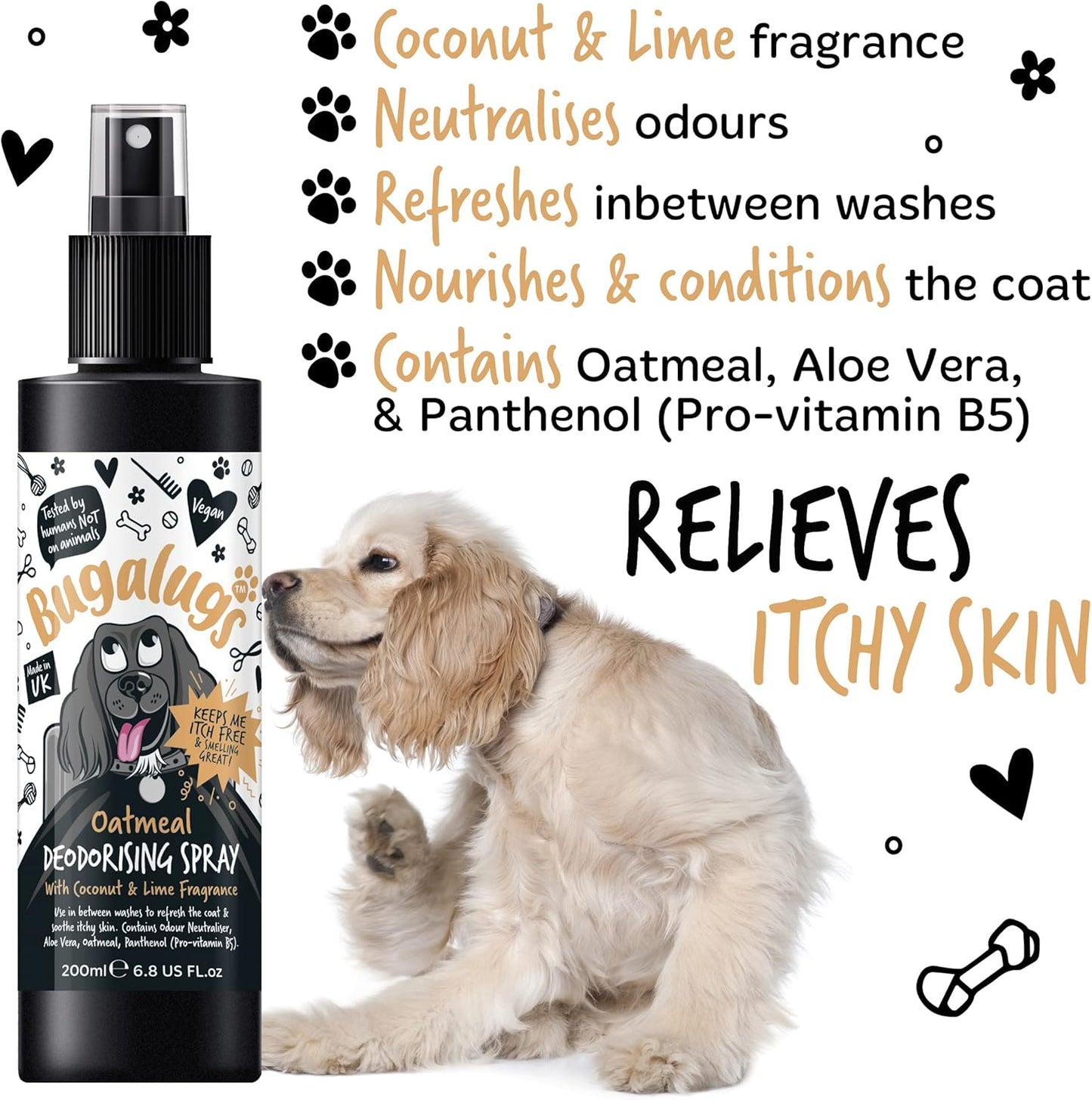 Bugalugs Oatmeal Dog Deodorising Spray with Coconut & Lime Fragrance