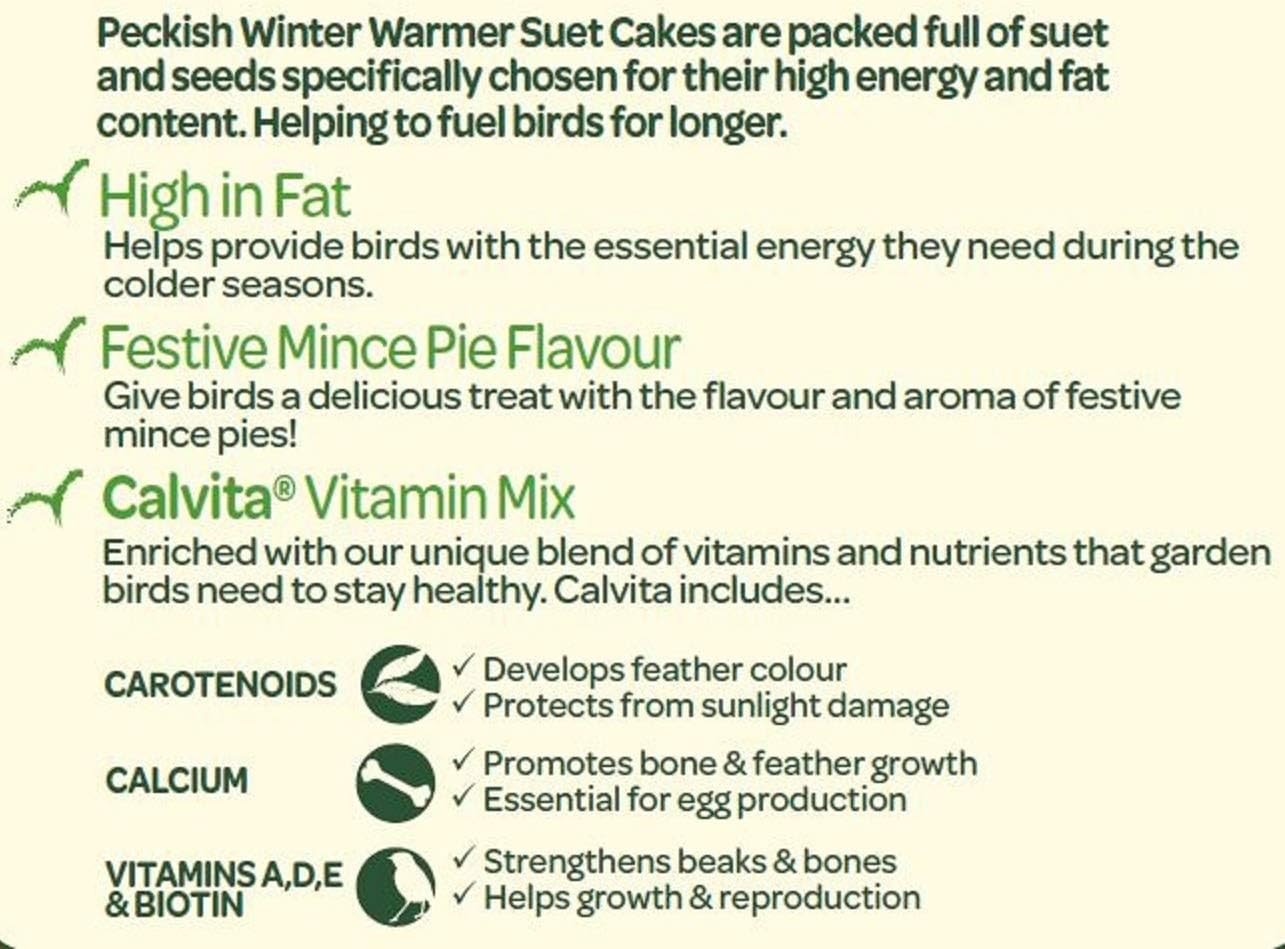 Peckish Winter Warmer Extra Energy Suet Cake for Wild Birds