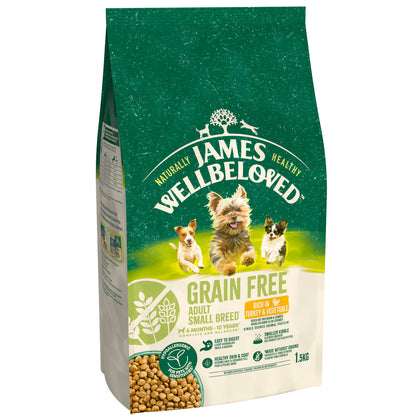 James Wellbeloved Grain Free Adult Small Breed Dry Dog Food Turkey & Veg