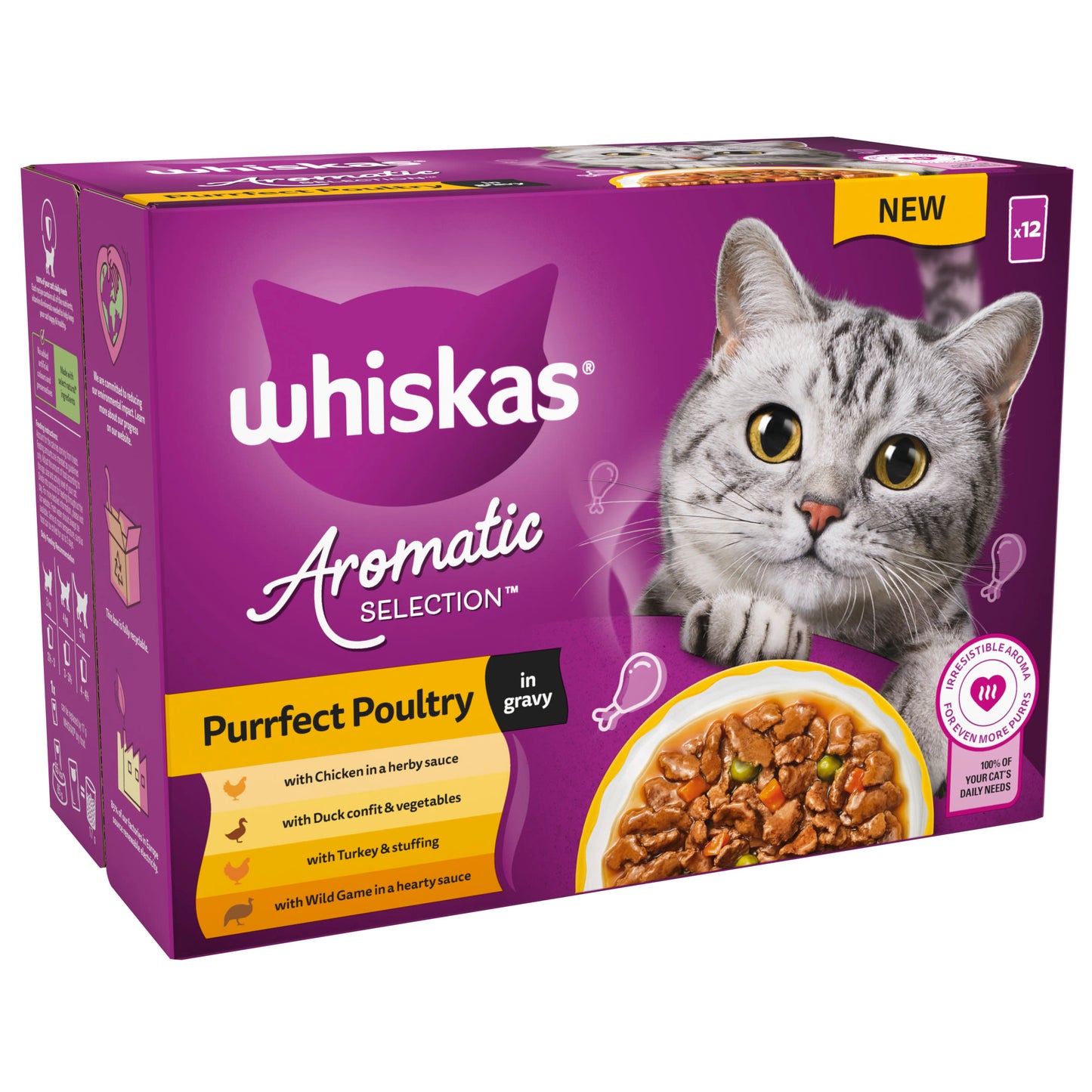 Whiskas 1+ Aromatic Poultry Adult Wet Cat Food Pouches in Gravy