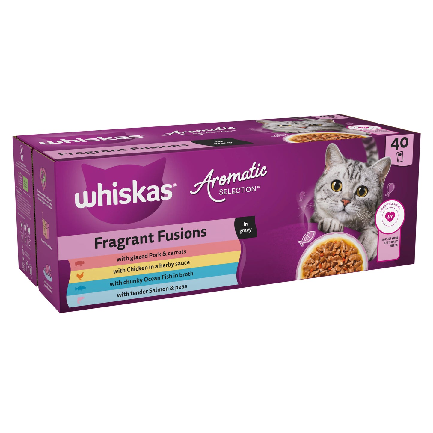 Whiskas 1+ Aromatic Fusion Adult Wet Cat Food Pouches in Gravy