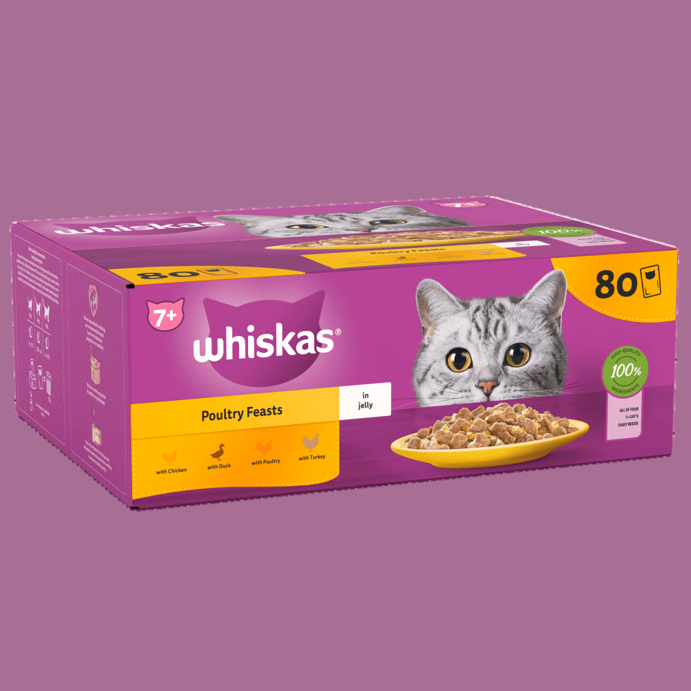 Whiskas 7+ Poultry Feasts Senior Wet Cat Food Pouches in Jelly
