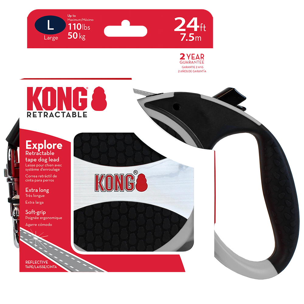 KONG Explore Retractable Grey Dog Lead