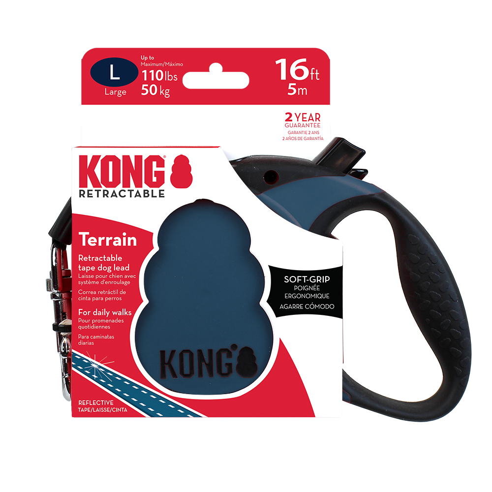 KONG Terrain Retractable Blue Dog Lead