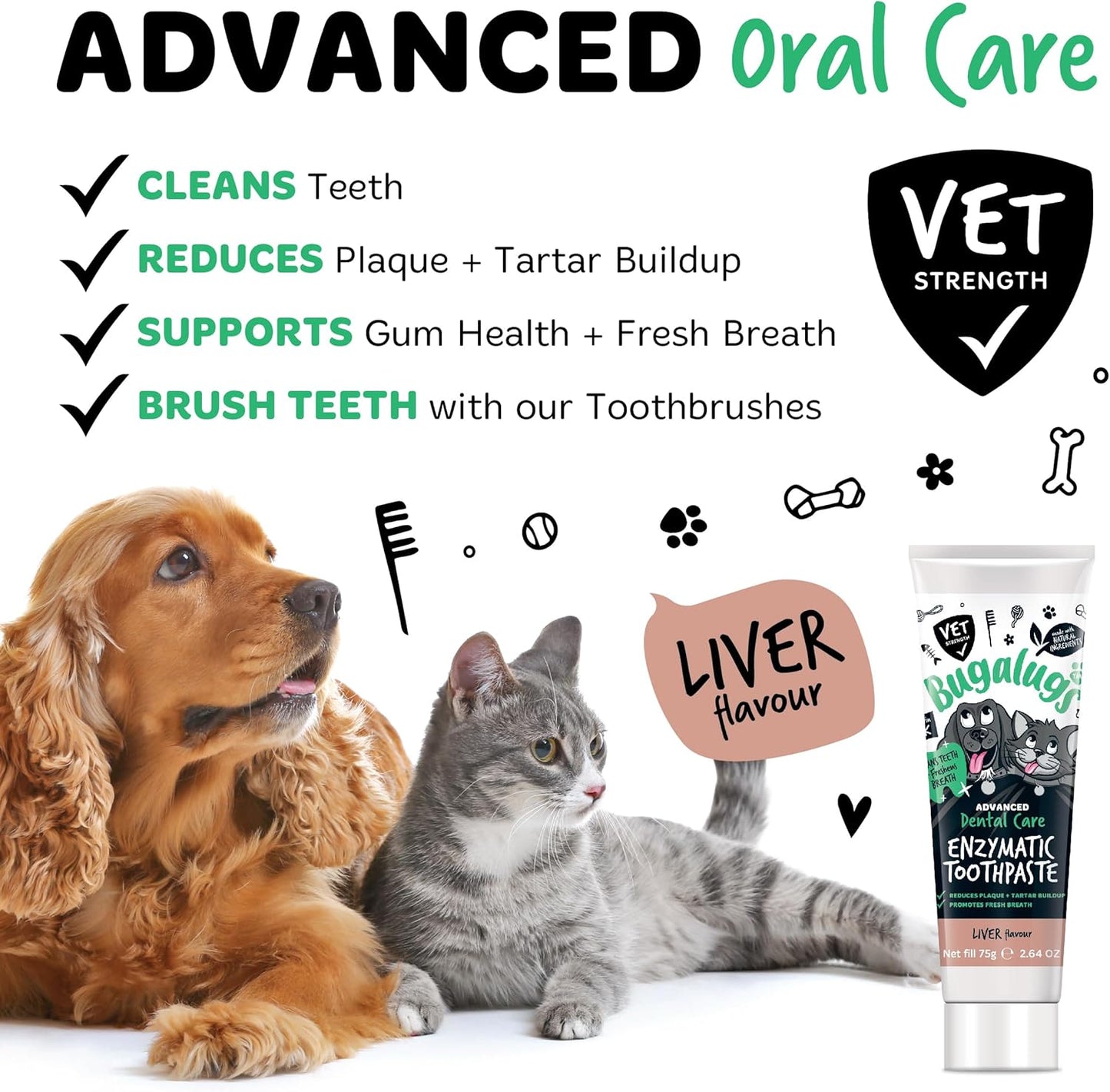 Bugalugs Advanced Dental Care Enzymatic Toothpaste Gel For Dogs & Cats - Liver Flavour