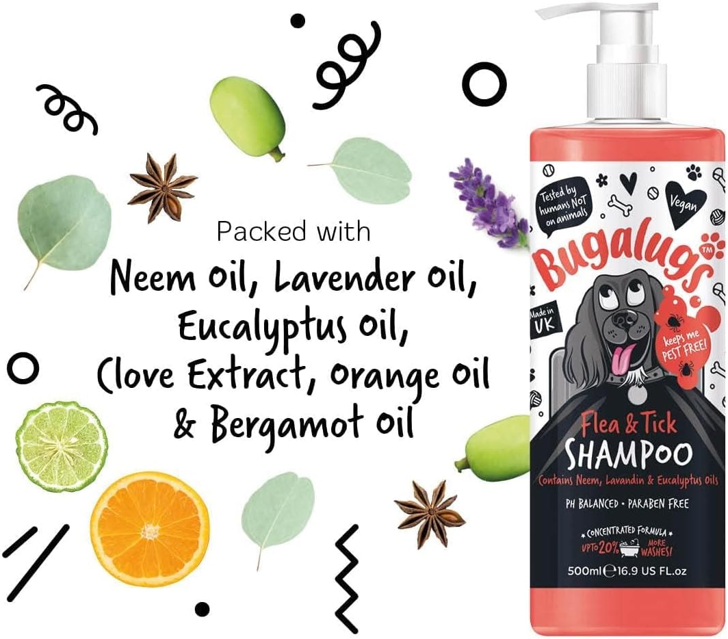 Bugalugs Flea & Tick Dog Shampoo with Neem Oil