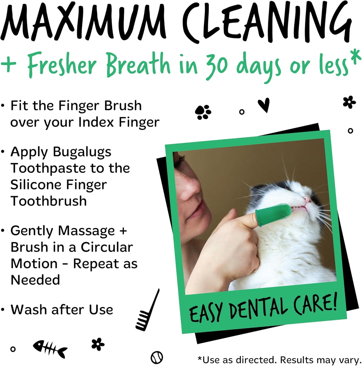 Bugalugs Dental Care Toothpaste Gel with Finger Toothbrush for Dogs & Cats - Fresh Mint