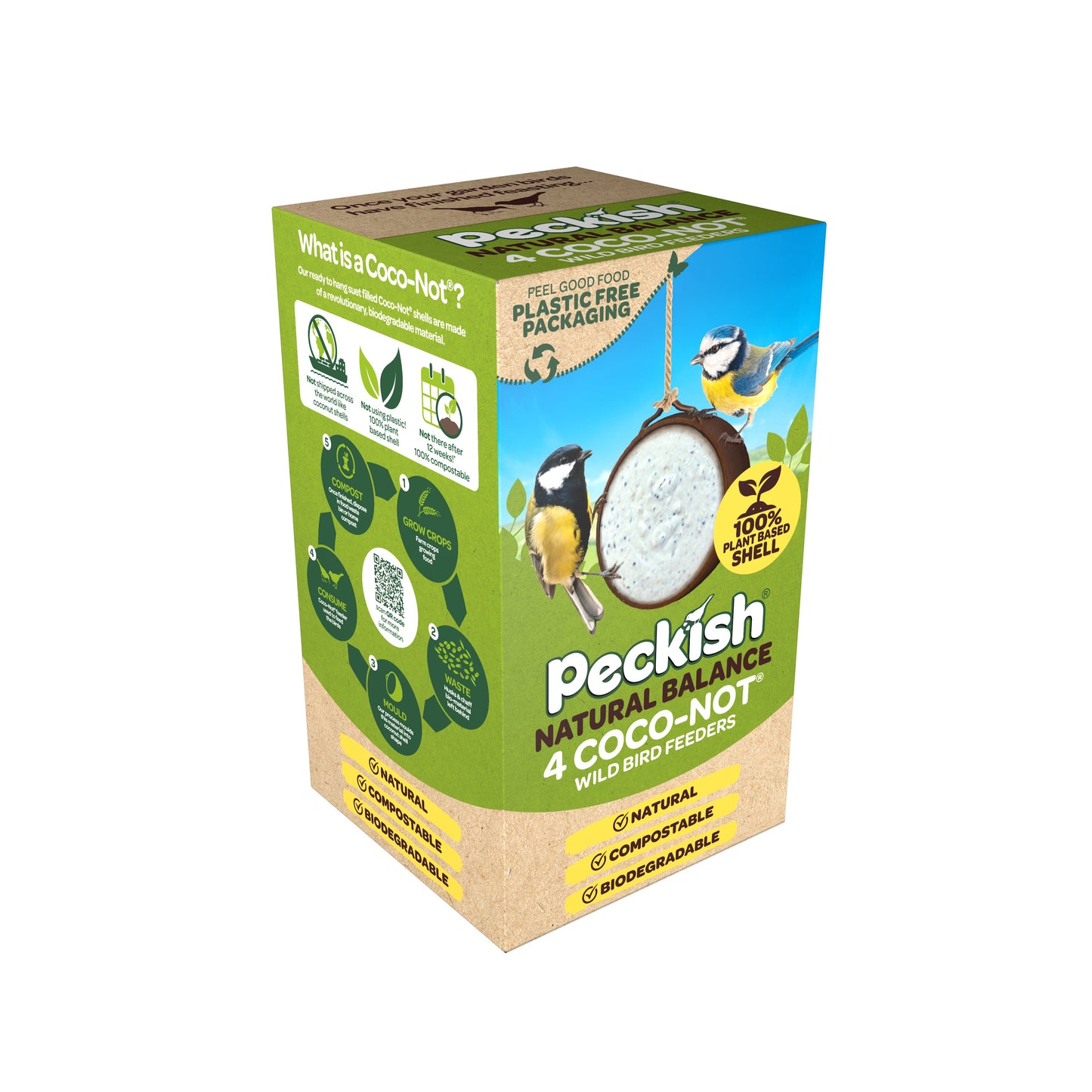 Peckish Natural Balance Coco-Not 4 pack Wild Bird Feeder