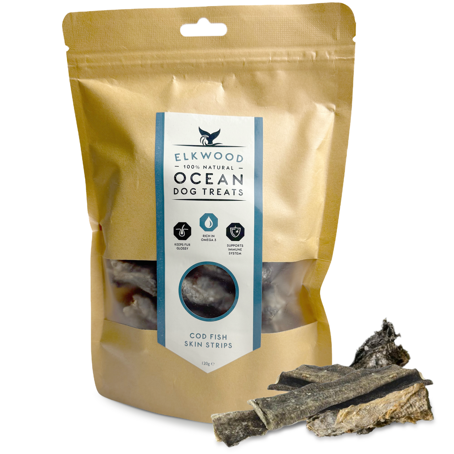 Elkwood Cod Fish Skin Strips for Dogs