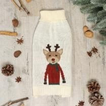 Festive Collection Knitted Reindeer Multicolour Dog Jumper M/L