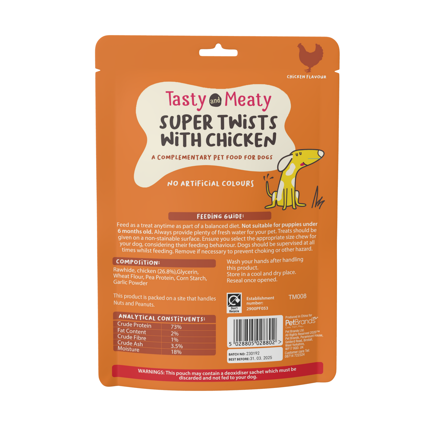Tasty & Meaty Delicious Chewy Twists with Chicken - Extra Large Adult Dog Treats | 100g