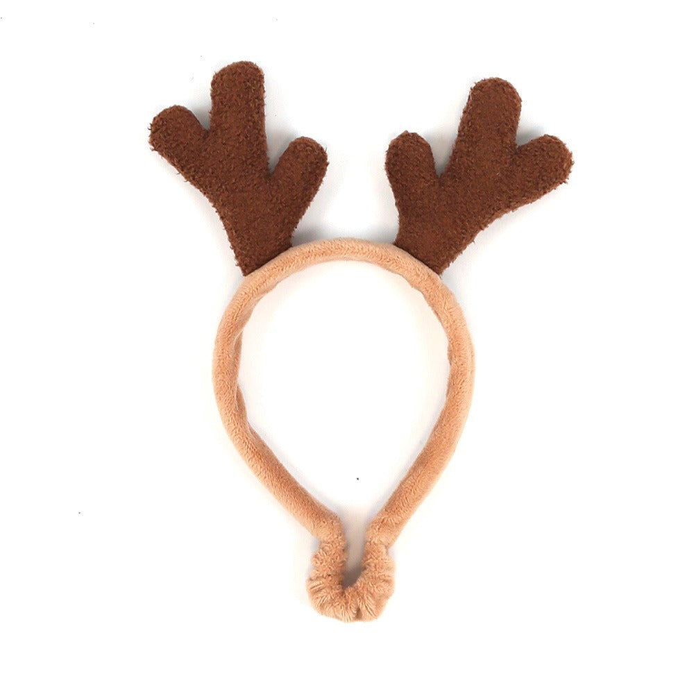 Front View of Happy Pet Christmas Reindeer Dog Headband
