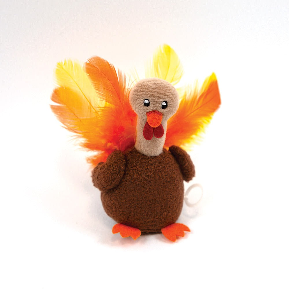 Front View of Happy Pet Christmas Shaking Terry Turkey Cat Toy