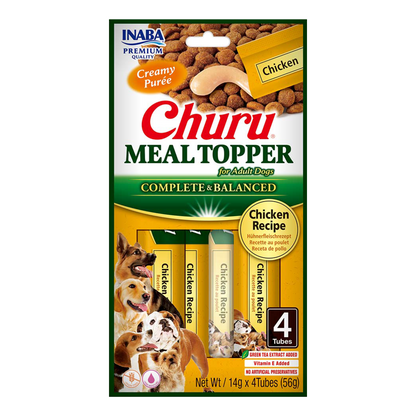 Front View of Ciao Churu Meal Topper for Adult Dogs - Chicken Recipe - 4 x 14g