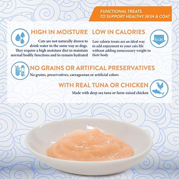 Ciao Churu Skin & Coat 4 Pack Cat Treat - Tuna with Scallop Recipe - 4 x 14g