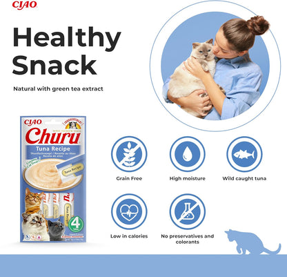 Ciao Churu 4 Pack Cat Treat - Tuna Recipe - 4 x 14g