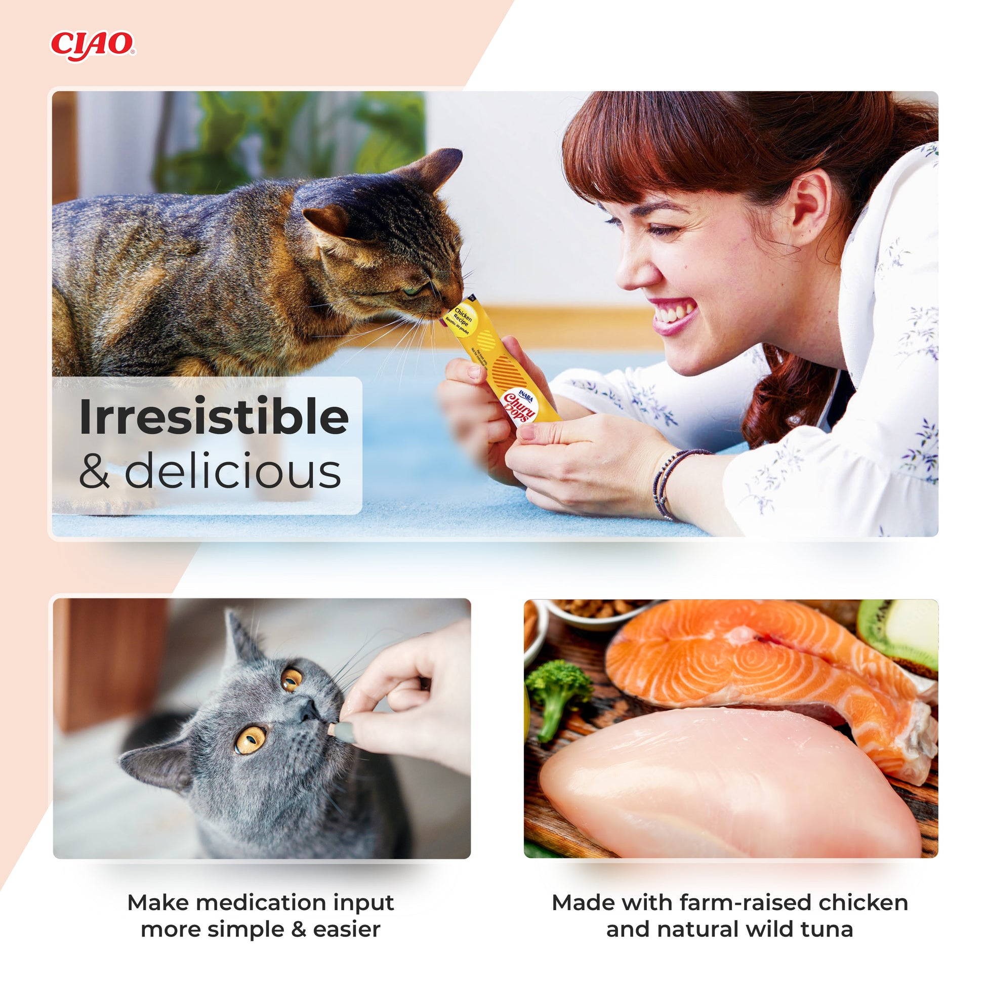 Ciao Churu Pops 4 Pack Cat Treat - Tuna with Chicken Recipe - 4 x 15g