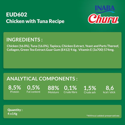 Ciao Churu 4 & 8 Pack Dog Treat - Chicken with Tuna Recipe - 4 x 14g & 8 x 20g