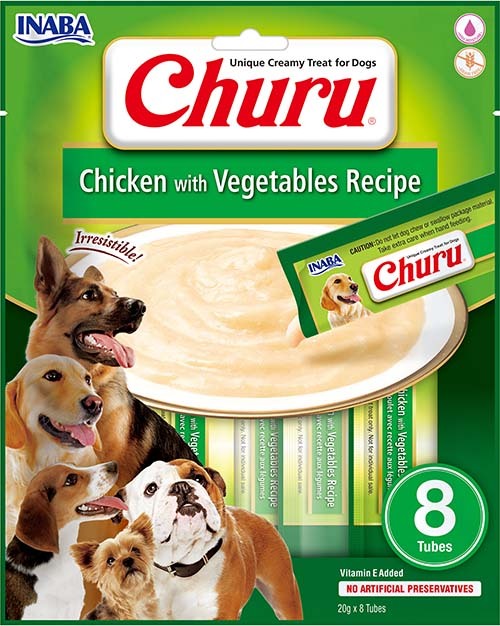 Ciao Churu 4 & 8 Pack Dog Treat - Chicken with Vegetables Recipe - 4 x 14g & 8 x 20g