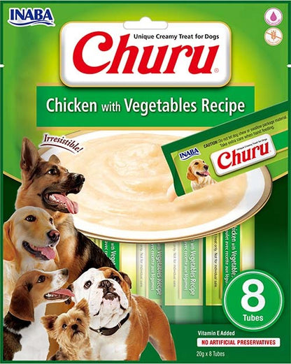 Ciao Churu 4 & 8 Pack Dog Treat - Chicken with Vegetables Recipe - 4 x 14g & 8 x 20g