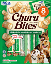 Ciao Churu Bites 8 Pack Dog Treat - Chicken Recipe wraps Chicken with Tuna Recipe