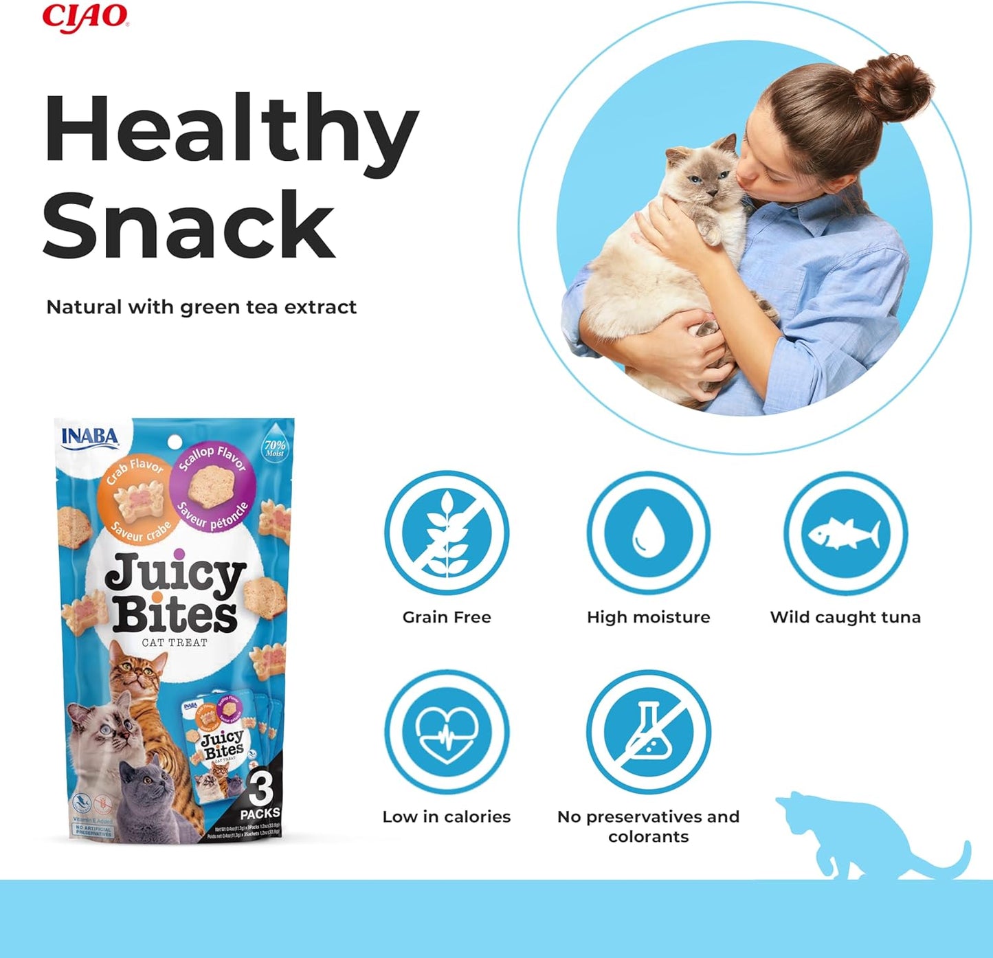 Ciao Juicy Bites Cat Treat - Scallop & Crab Flavour - 3 x 11.3g