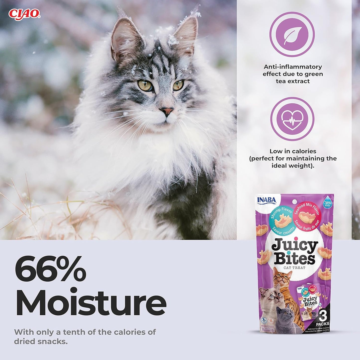 Ciao Juicy Bites Cat Treat - Shrimp & Seafood Mix Flavour - 3 x 11.3g