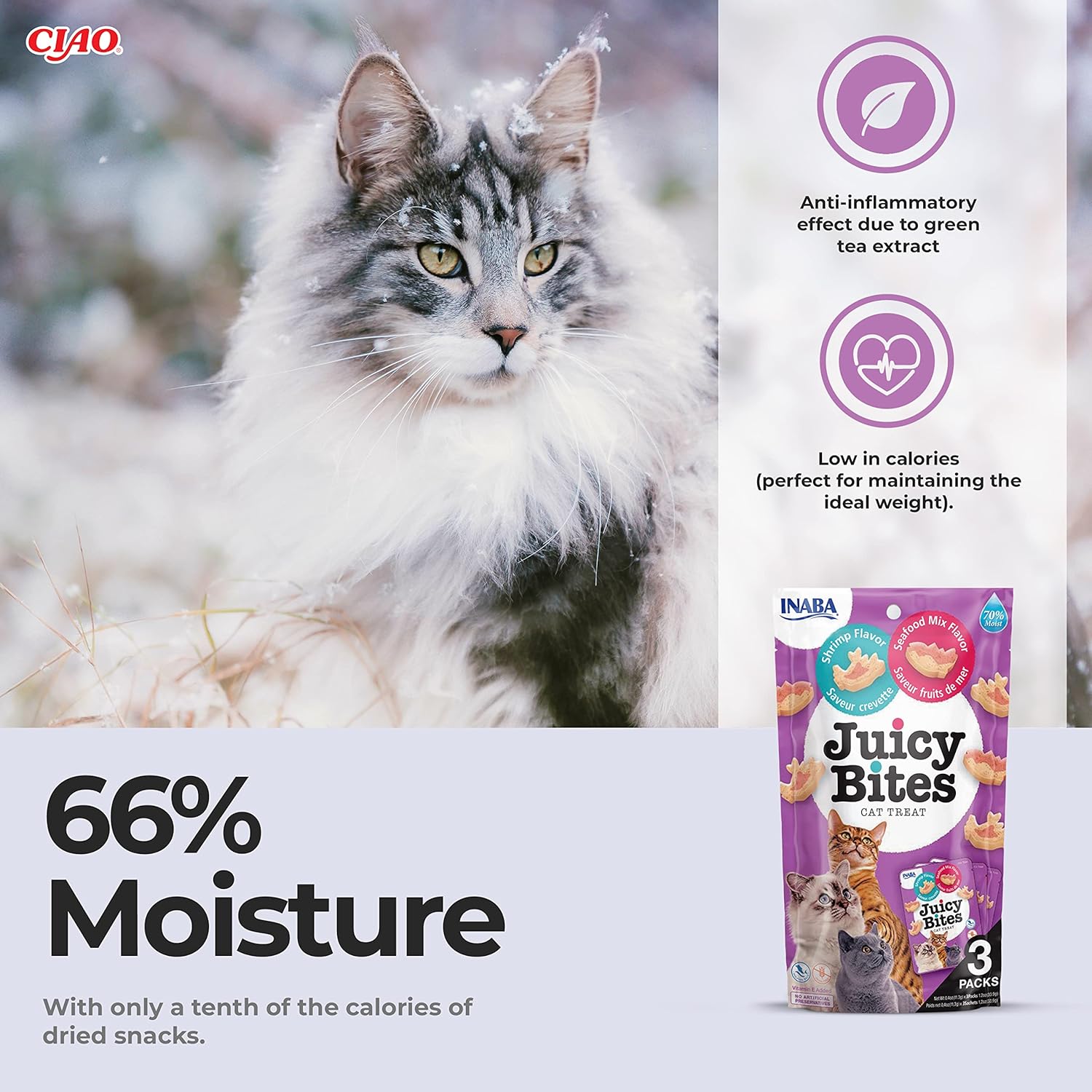 Ciao Juicy Bites Cat Treat - Shrimp & Seafood Mix Flavour - 3 x 11.3g