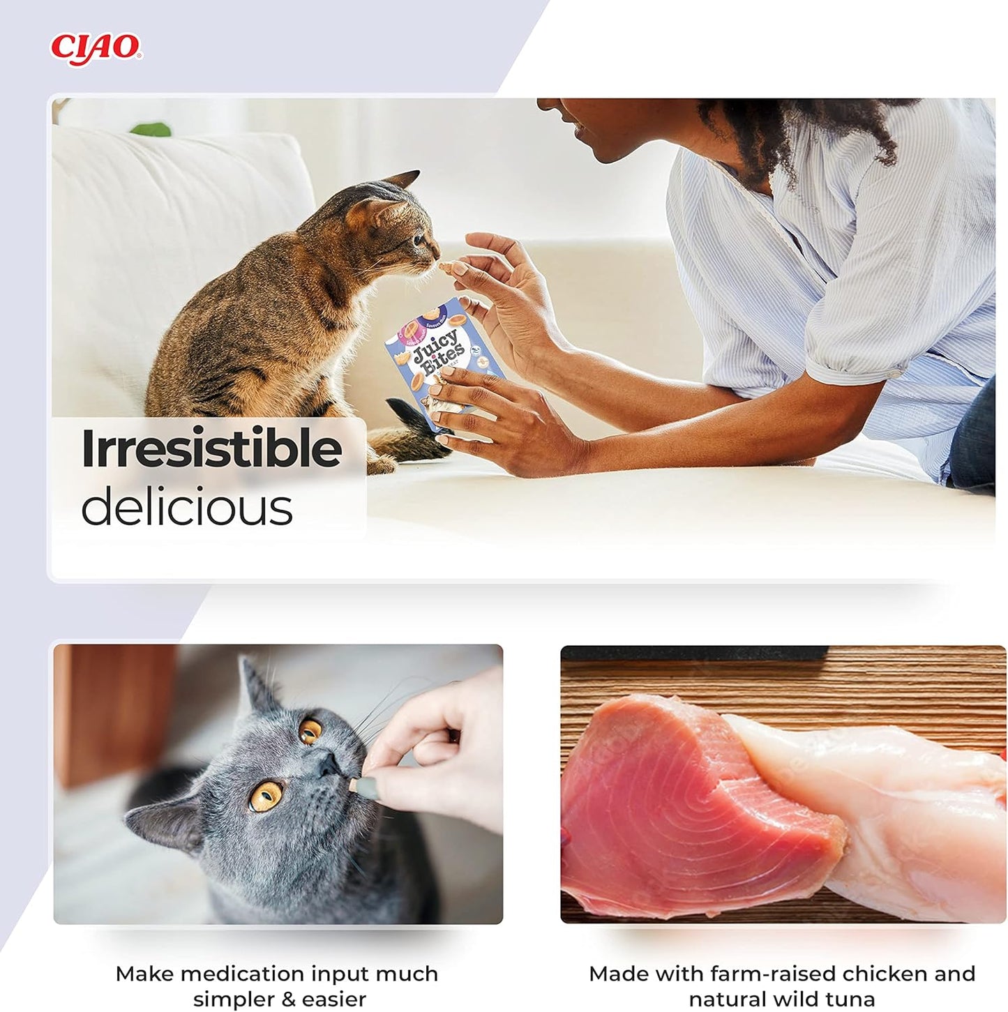 Ciao Juicy Bites Cat Treat - Shrimp & Seafood Mix Flavour - 3 x 11.3g