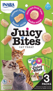 Front View of Ciao Juicy Bites Cat Treat - Homestyle Broth & Calamari Flavour - 3 x 11.3g