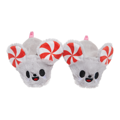 Front View of BARK Christmas Peppermice Slippies Dog Toy - One Size