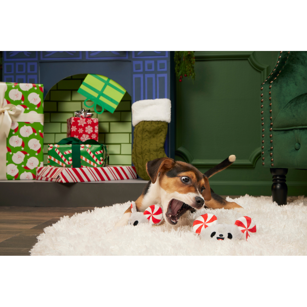 BARK Christmas Peppermice Slippies Dog Toy - One Size