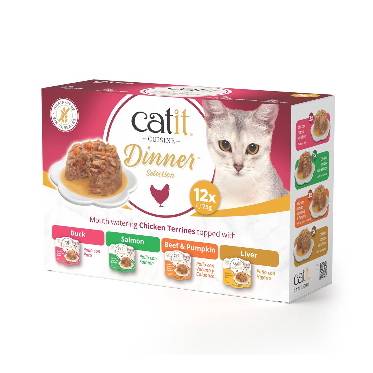 Front View of Catit Cuisine Dinner Variety Pack Wet Cat Food - Chicken - 12 x 75g