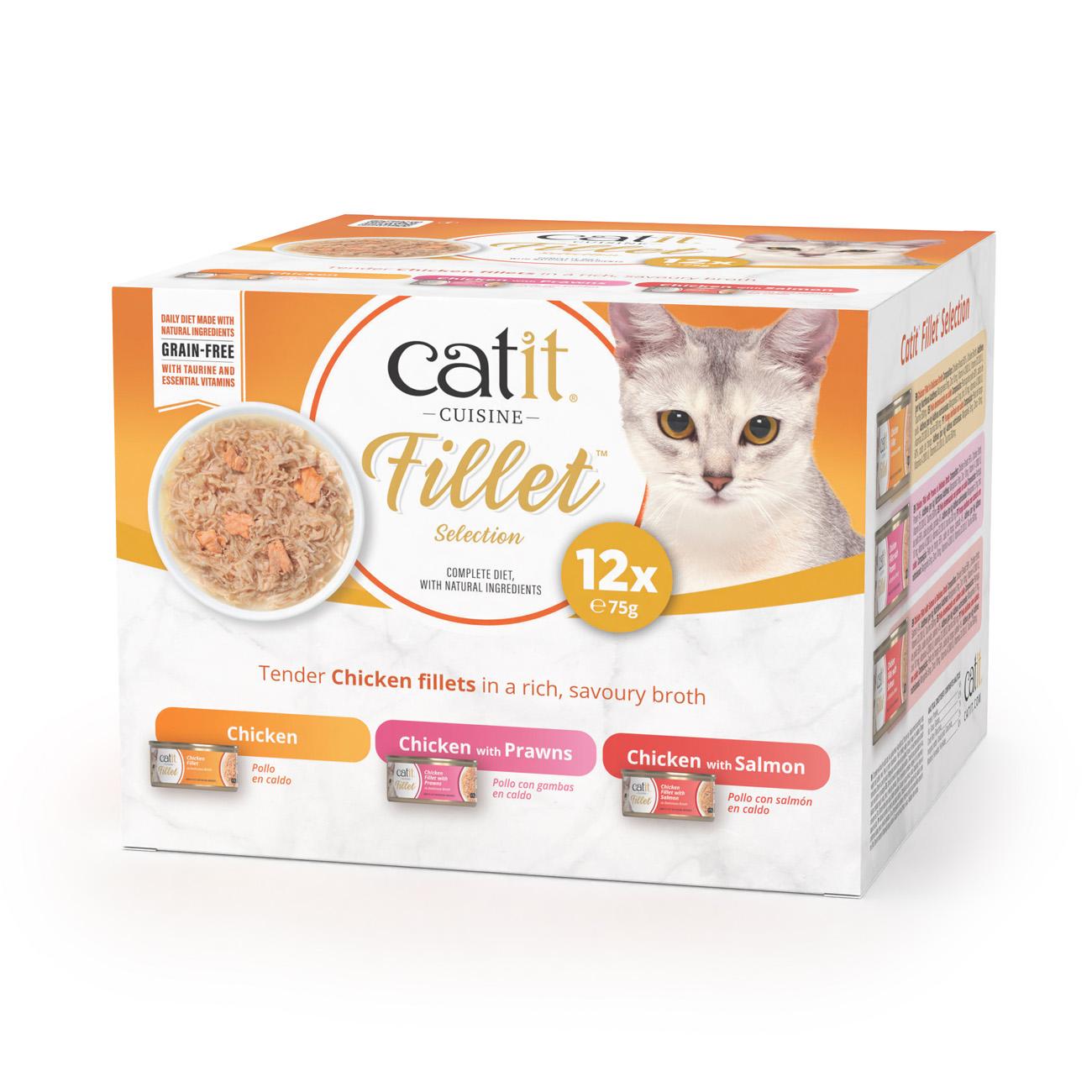 Front View of Catit Cuisine Fillet Variety Pack Wet Cat Food - Chicken - 12 x 75g