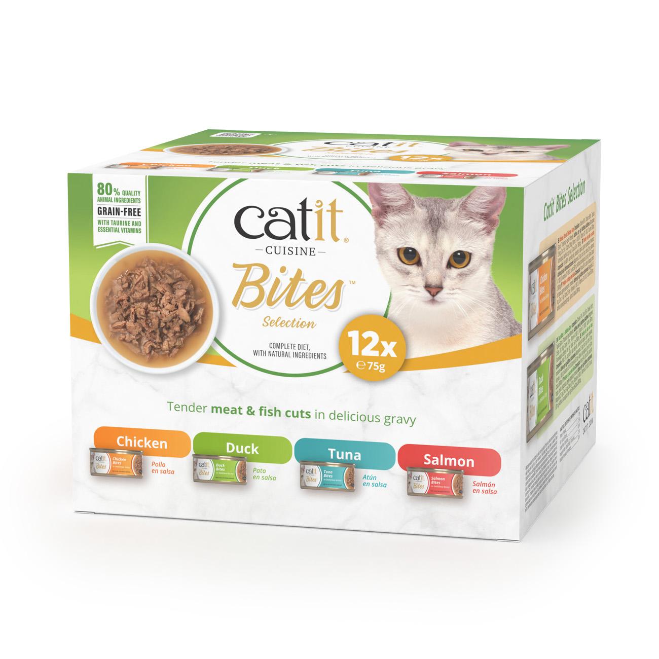 Catit Catit Cuisine Bites Chicken Duck Salmon Tuna Adult Wet Cat Food pet food packaging