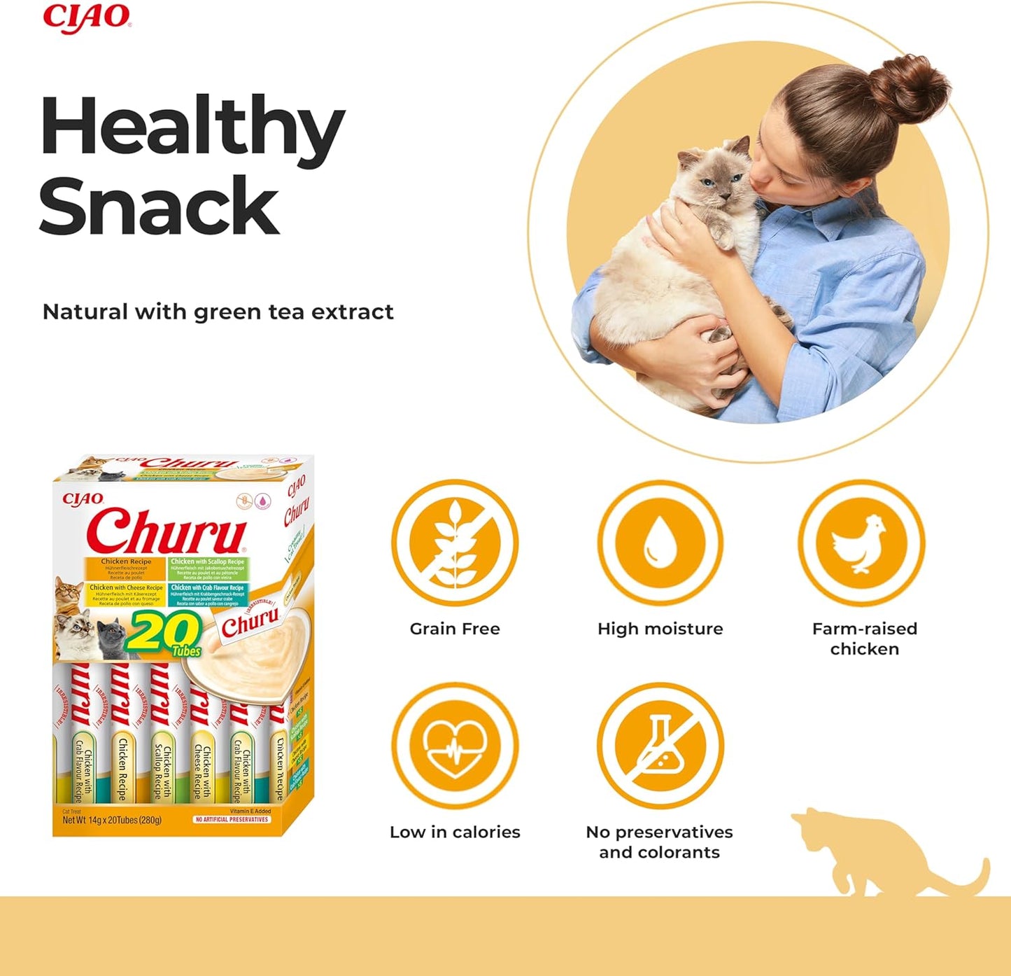 Ciao Churu 20 Pack Box Cat Treat - Chicken & Beef Variety - 20 x 14g