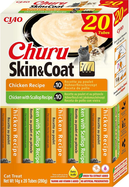 Ciao Churu Skin & Coat 20 Pack Cat Treat - Chicken Variety