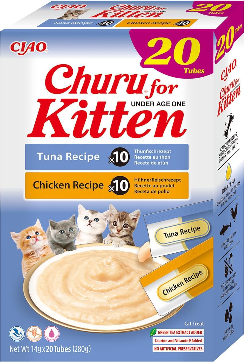 Front View of Ciao Churu Kitten Variety Cat Treats - 20 Pack - 20 x 14g