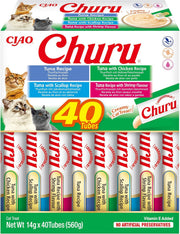 Ciao Churu 40 Pack Box Cat Treat - Tuna Seafood Variety