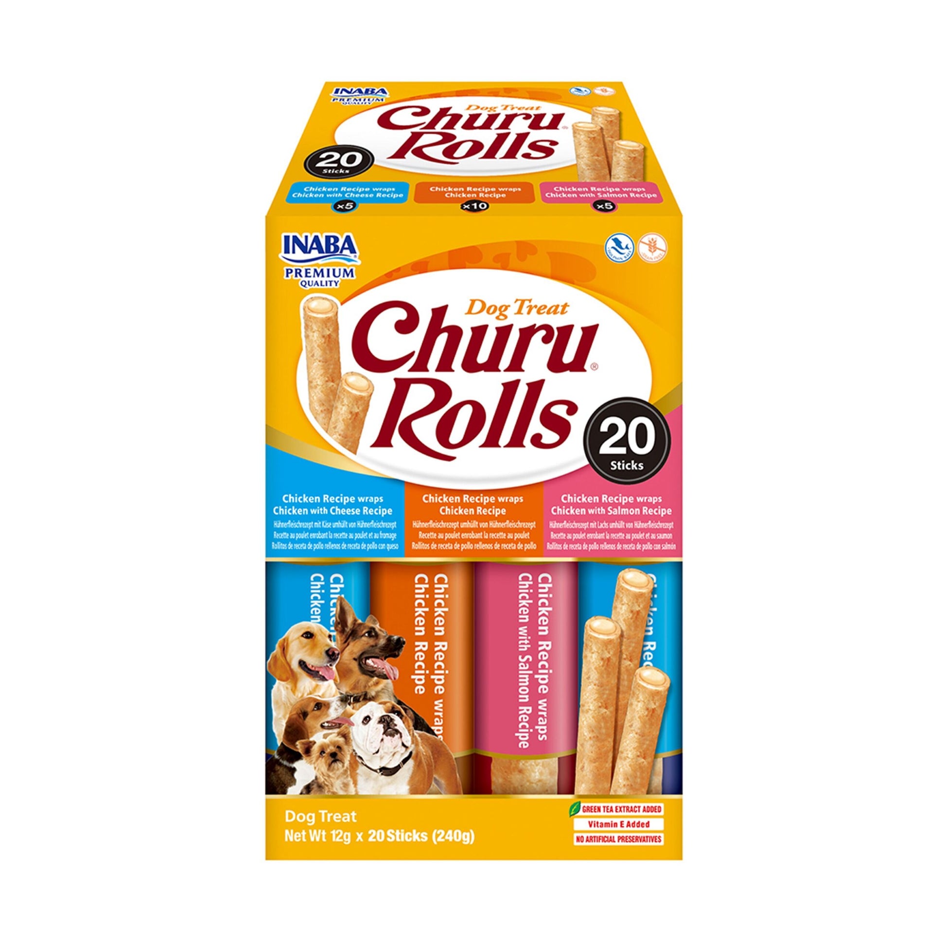 Front View of Ciao Churu Rolls Variety Dog Treats - 20 Pack - 20 x 12g