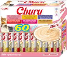 Front View of Ciao Churu 60 Pack Box Cat Treat - Tuna Varieties - 60 x 14g
