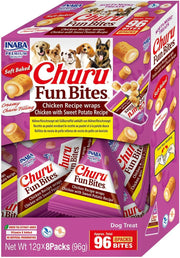 Ciao Churu Fun Bites Dog Treat - Chicken Recipe wraps Chicken with Sweet Potato Recipe