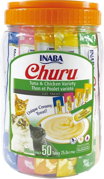 Ciao Churu 50 Pack Cat Treat - Tuna & Chicken Varieties