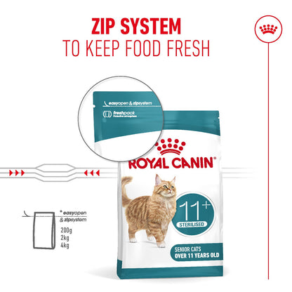 Royal Canin Sterilised Ageing 11+ Senior Dry Cat Food - 400g, 2kg & 4kg