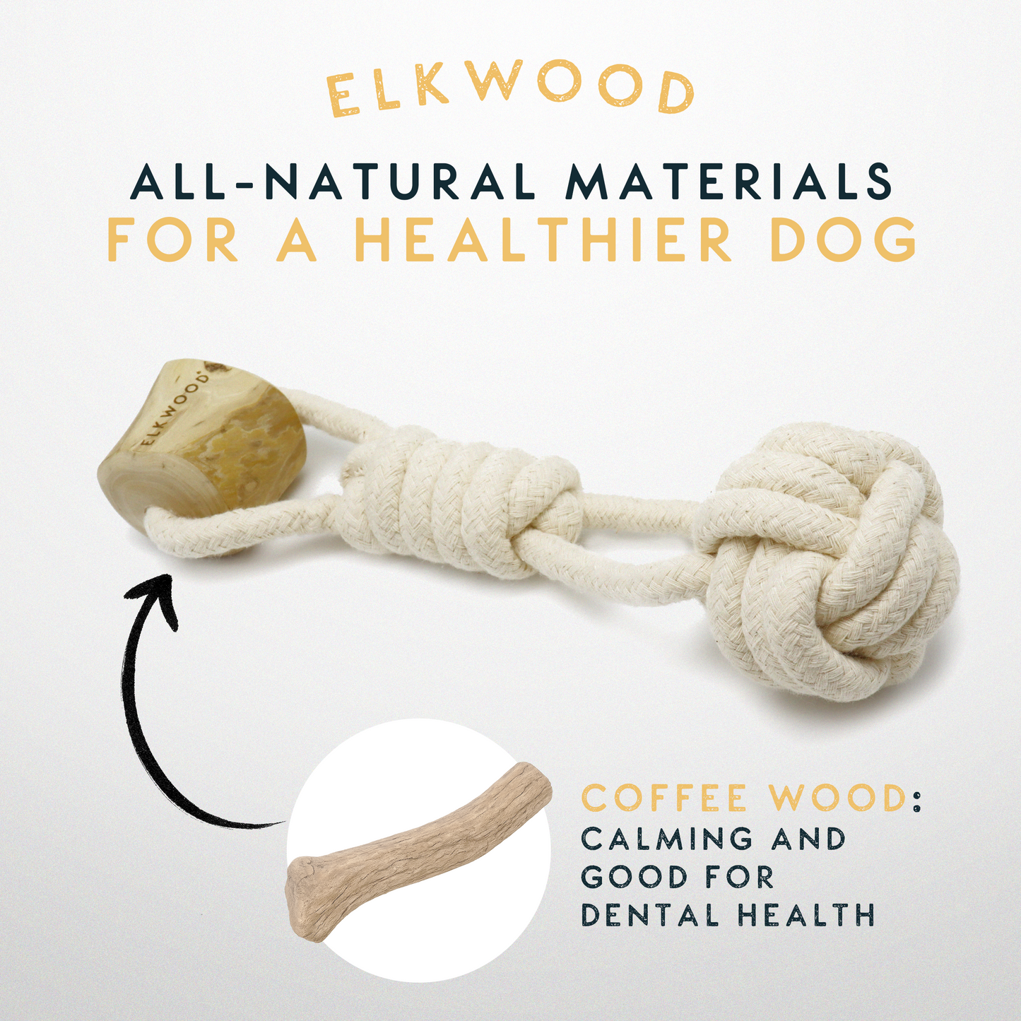 Elkwood Coffee Wood Knot & Ball Dog Toy