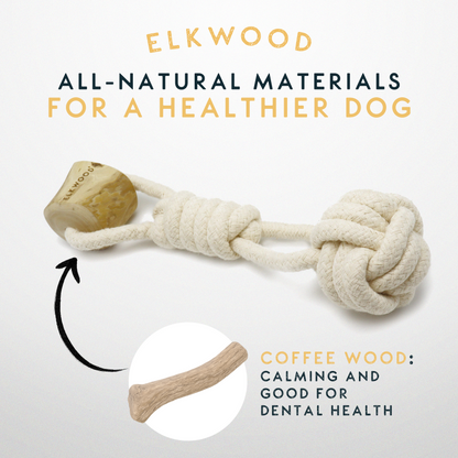 Elkwood Coffee Wood Knot & Ball Dog Toy