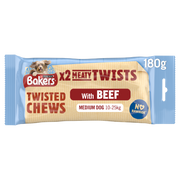 Bakers Meaty Twists Medium Dog Treats with Beef