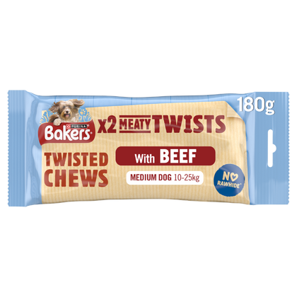 Bakers Meaty Twists Medium Dog Treats with Beef